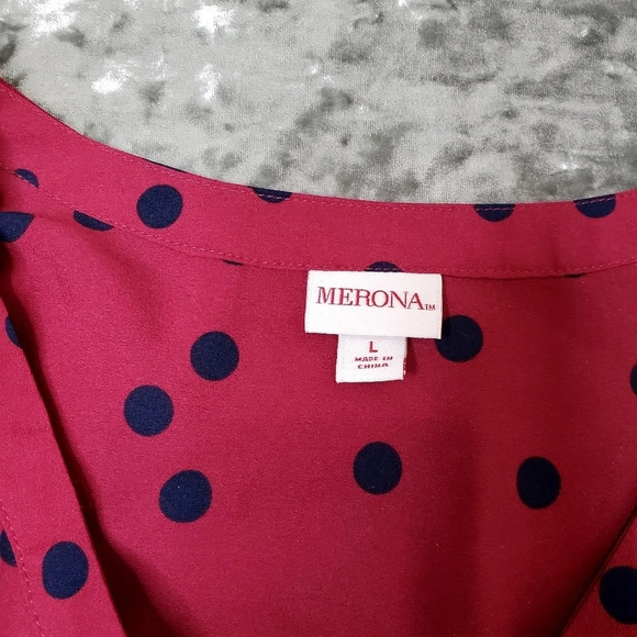 Merona Polkadot Red Blouse - Picture 4 of 9